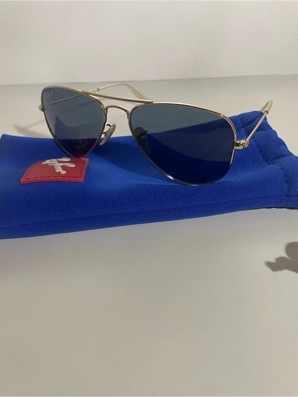 Ray-Ban Kids Gold Aviator Sunglasses with Blue Lenses